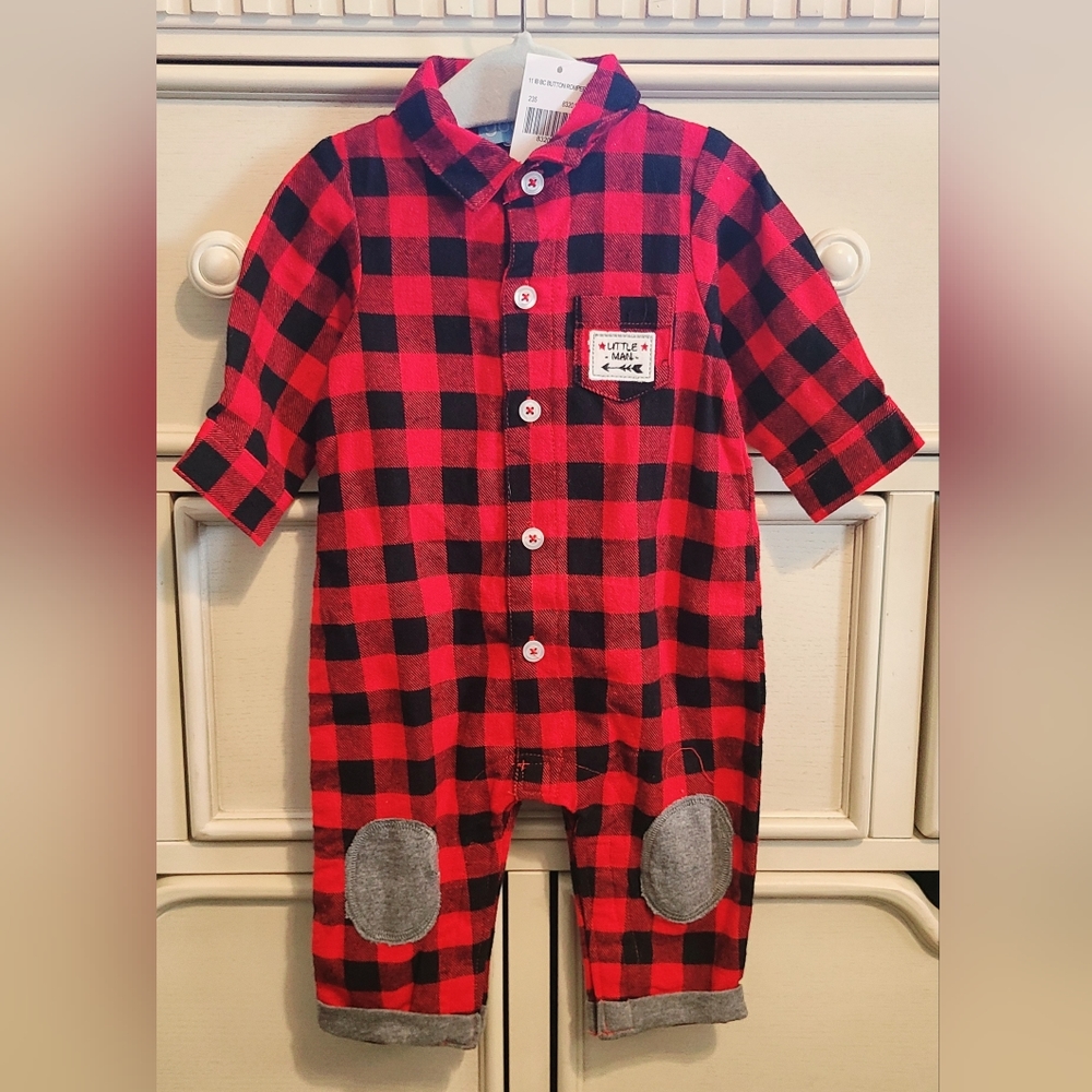 Good Lad Buffalo Check Button Romper